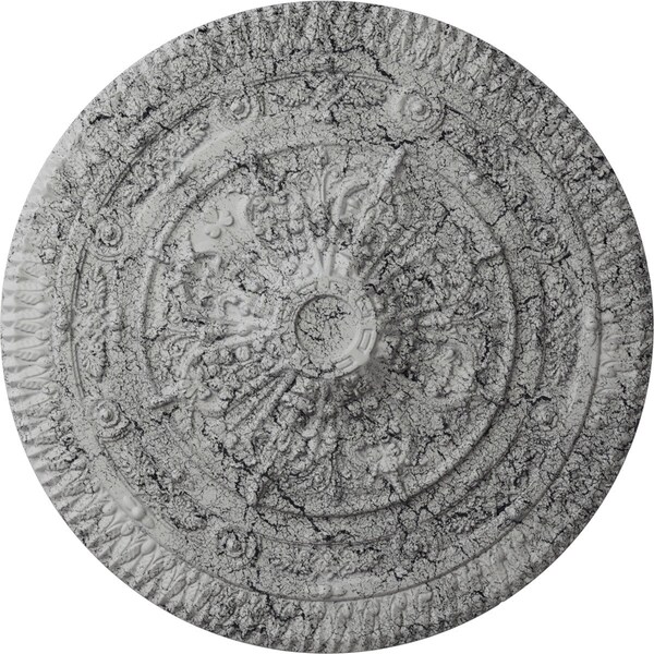 Ekena Millwork Naple Ceiling Medallion (Fits Canopies up to 3 3/8"), 37 1/2"OD x 3 3/8"P, Ultra Pure White Crackle CM37NAUWC - main
